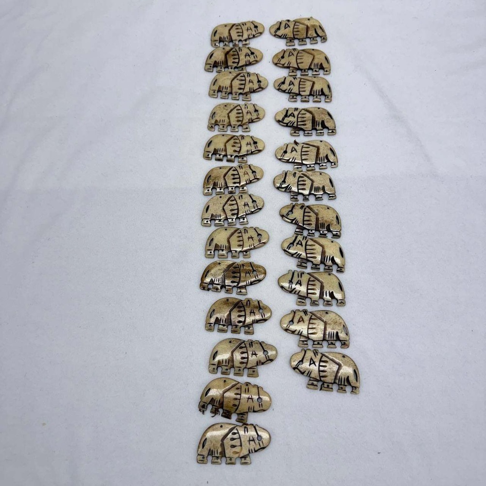 23pc Hand Carved Bovine Bone Rhinoceros Hippo Pendants Jewelry Making Beads Lot